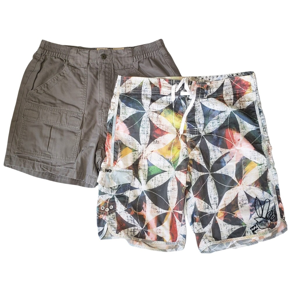 Billabong Recycler Series Board Shorts, Red Head Cargo Shorts Bundle Mens Sz 34